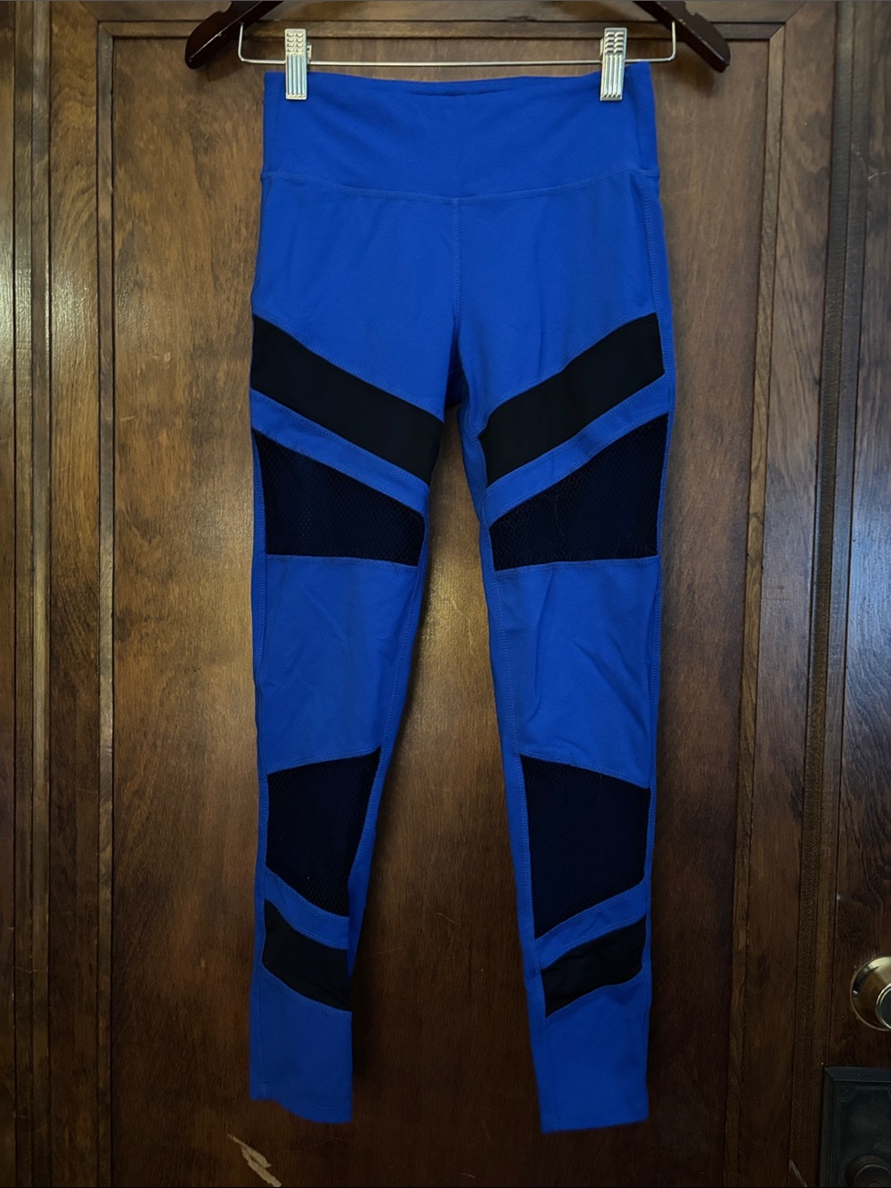Jessica Simpson Royal Blue Leggings with Black Mesh Insets